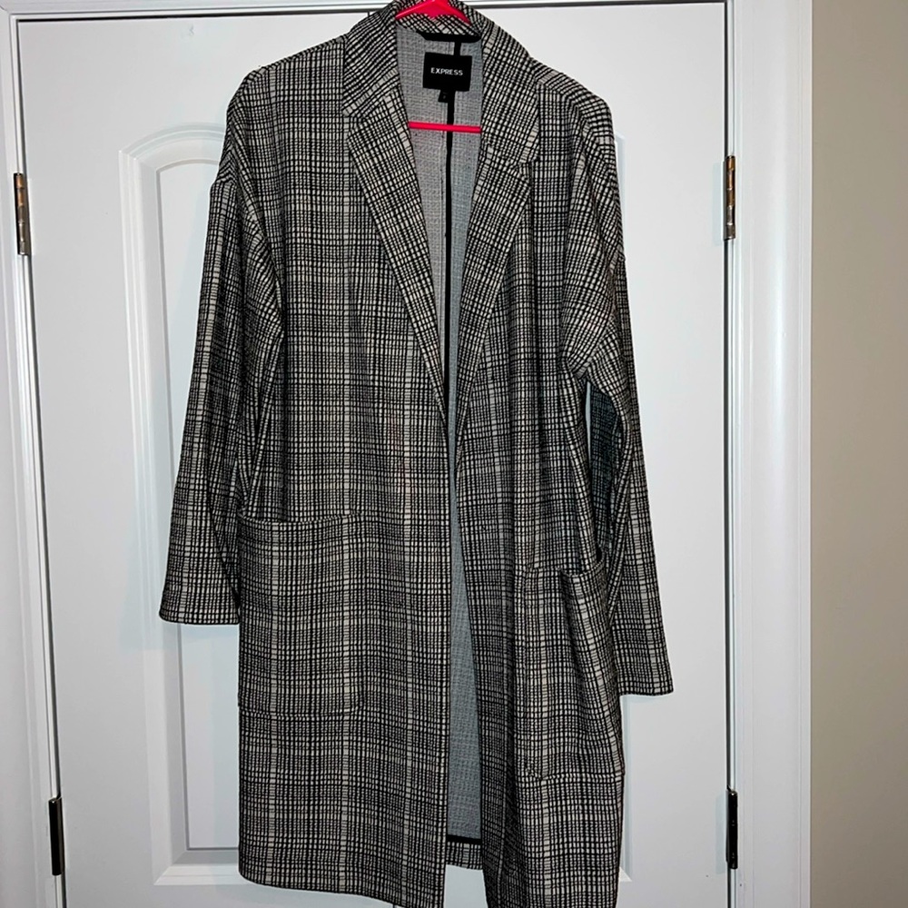 Express Black and White Duster Coat
